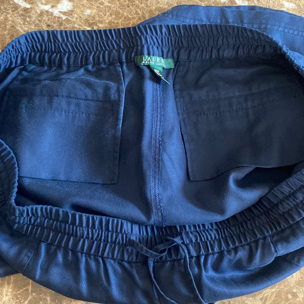 Lauren Ralph Lauren, Sz 20W, Dark Navy Blue Elastic Waste w/ tie wrap, 4-pockets - Picture 14 of 16